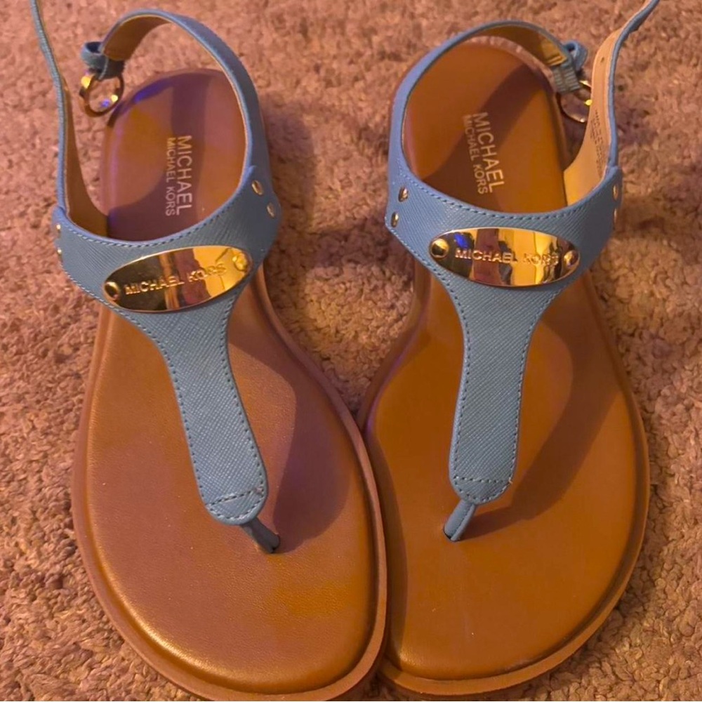 Michael Kors Blue and Brown Women's Sandals